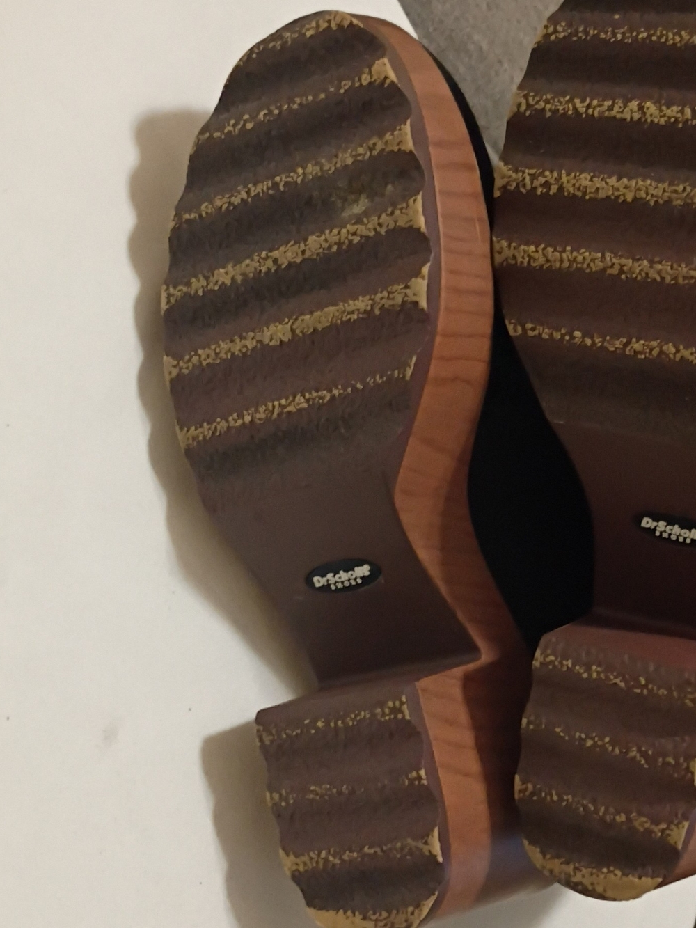 Dr. Scholl's Brown Wood-Effect Platform Heels with Black Upper